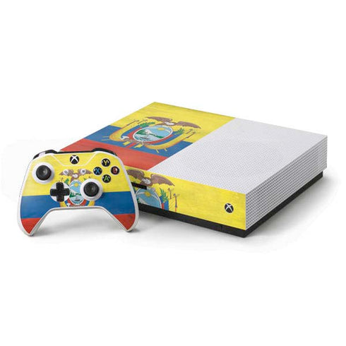 Ecuador Flag Distressed Xbox One S Console and Controller Bundle Skin